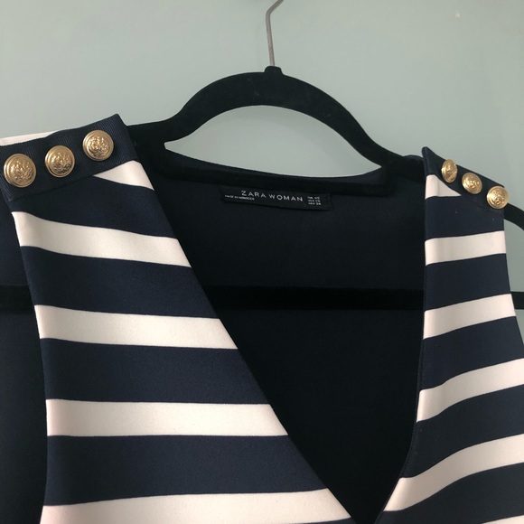 ZARA Mini Navy/White Striped Dress Size XS - Picture 4 of 4